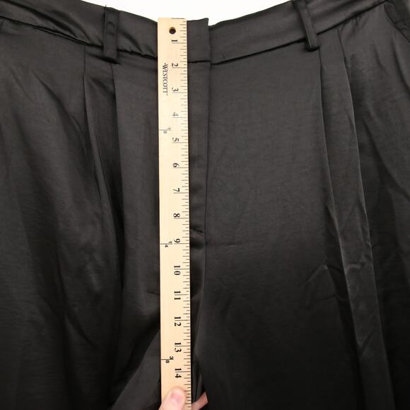 Vince Camuto Dress Pants Black Wide Leg Front Pleat Satin Trouser Pant Size 14W - Picture 7 of 16